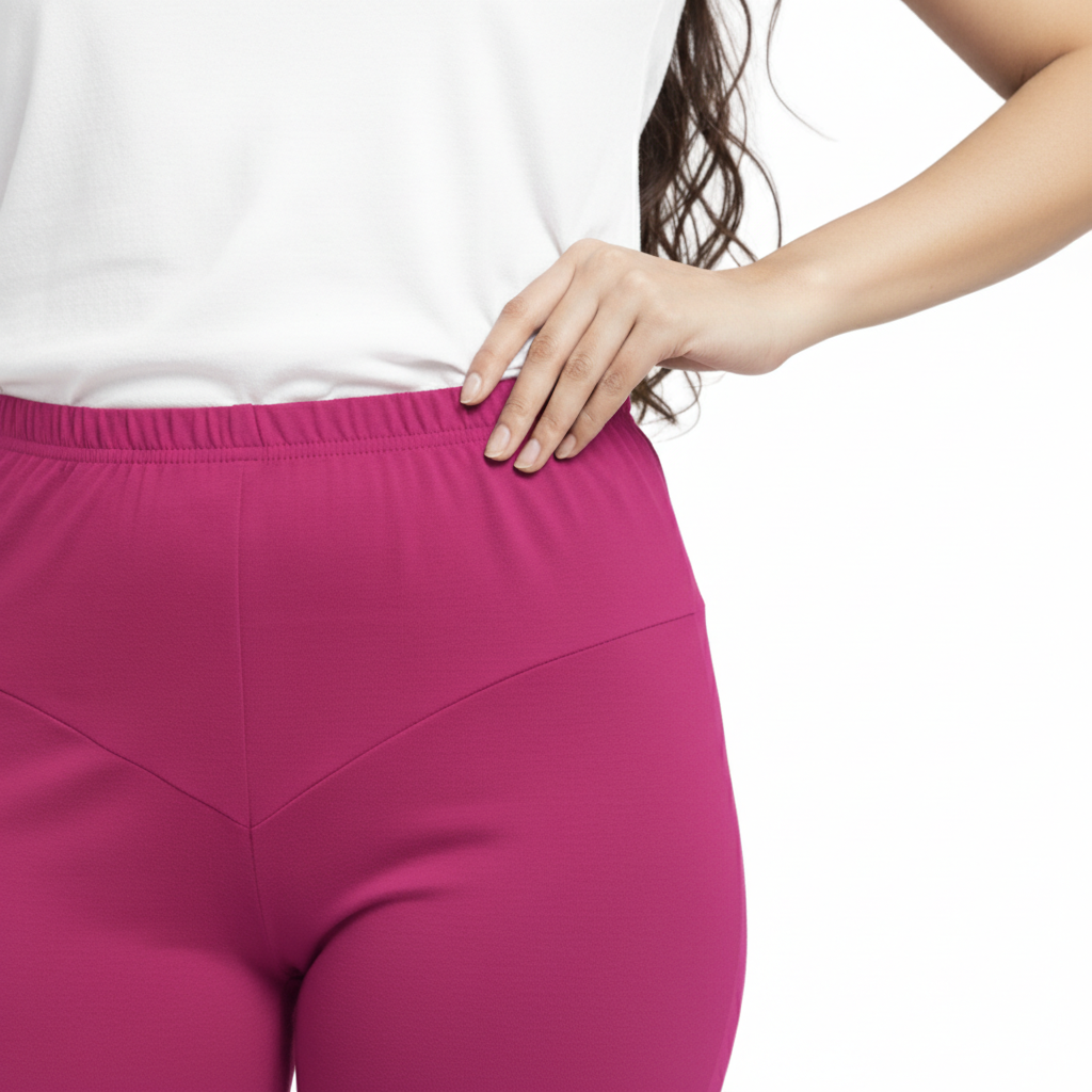 MOON FLY WOMEN 4 WAY STRETCH HOT PINK CHURIDAAR LEGGINGS | HIGH RISE ELASTIC WAIST | SOLID FULL LENGTH | DAILY & ETHNIC WEAR