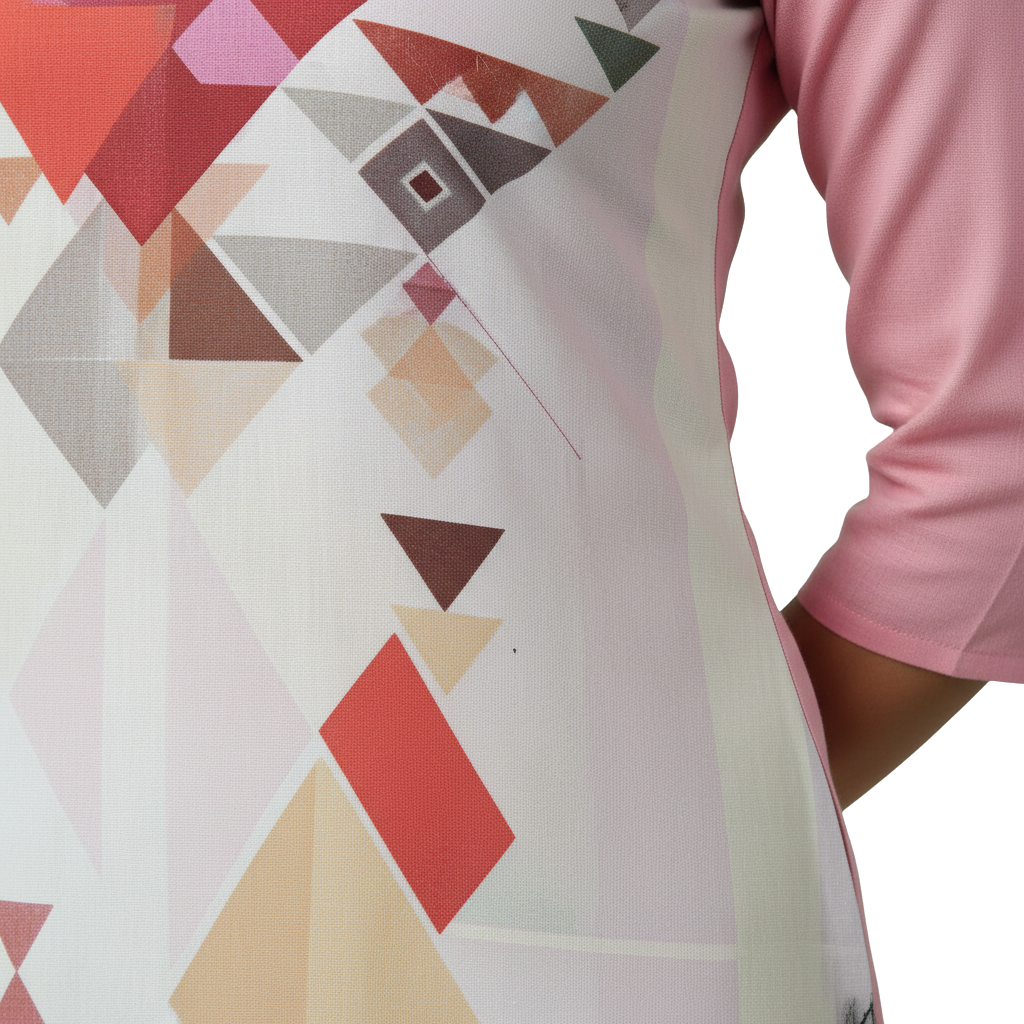 MOON FLY WOMEN'S STRAIGHT PRINTED KURTI | GEOMETRIC AND CITYSCAPE DIGITAL PRINT | ROUND NECK 3/4 SLEEVE CASUAL KURTI ARTICLE NO WSKD1C1