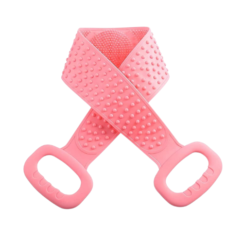 WELLMORA Silicone Body Back Scrubber Double Side Bathing Brush for Skin Deep Cleaning Massage, Dead Skin Removal Exfoliating Belt for Shower, Easy to Clean (BODY BACK BELT SCRUBBER) ARTICLE NO HKSBBSBD1M
