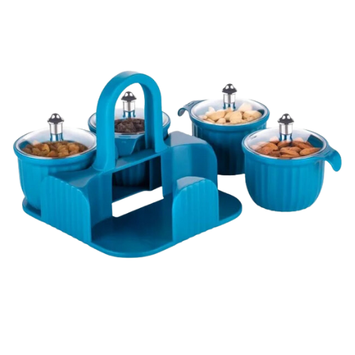WELLMORA Airtight Dry Fruit Container Tray Set with Lid, Dry Fruit Box Set with Serving Tray for Serving Chips, Cookies, Spice Masala Other Snacks 1 Piece Spice Set (Plastic) ARTICLE NO HKDFTWD14M