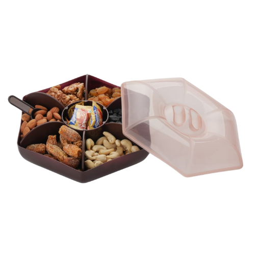 WELLMORA Hexagon 6 in 1 Dry Fruit Box With Lid Storage Container ARTICLE NO HKDFTWD15M