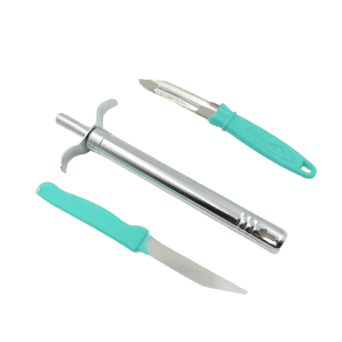 DURKIN 3 in 1 Kitchen Combo Kitchen Lighter, Stainless Steel Knife and Peeler ARTICLE NO HTGLED1M