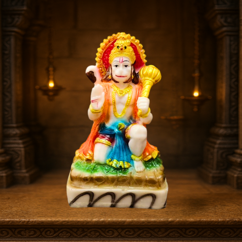 SPRINKLES Marble Polyresin Aashirwad Hanuman Bala ji Murti Statue Idol Hanuman Ji Bajrangbali Murti Statue for Home Pooja Gifted Piece Office Décor Idol 7 Inches ARTICLE NO GDLKSJISD4M