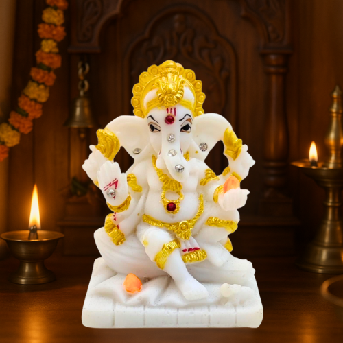 SPRINKLES Lord Shankh Ganesha Idol for Home and Car ARTICLE NO GDSKLGSD1M