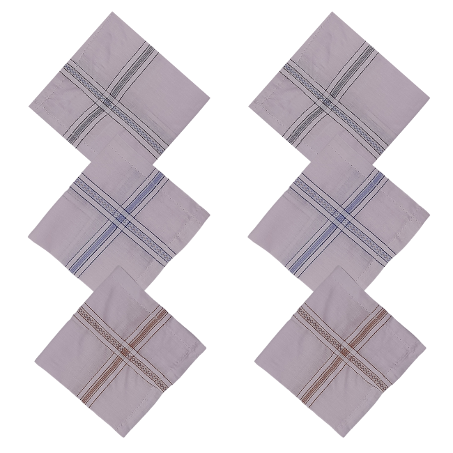 TINYSHADES Large Cotton Handkerchiefs Hanky Kerchief For Men White Striped (PACK OF 6) ARTICLE NO FAMNHKTSD5M