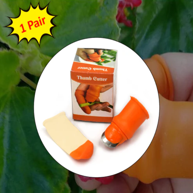 WELLMORA 1 PAIR V THUMB CUTTER WITH BOX USED IN ALL KINDS OF HOUSEHOLD AND OFFICIAL KITCHEN PURPOSES FOR PEELING AND CUTTING OF VARIOUS TYPES OF VEGETABLES AND FRUITS ETC ARTICLE NO HKPCVFWD1M