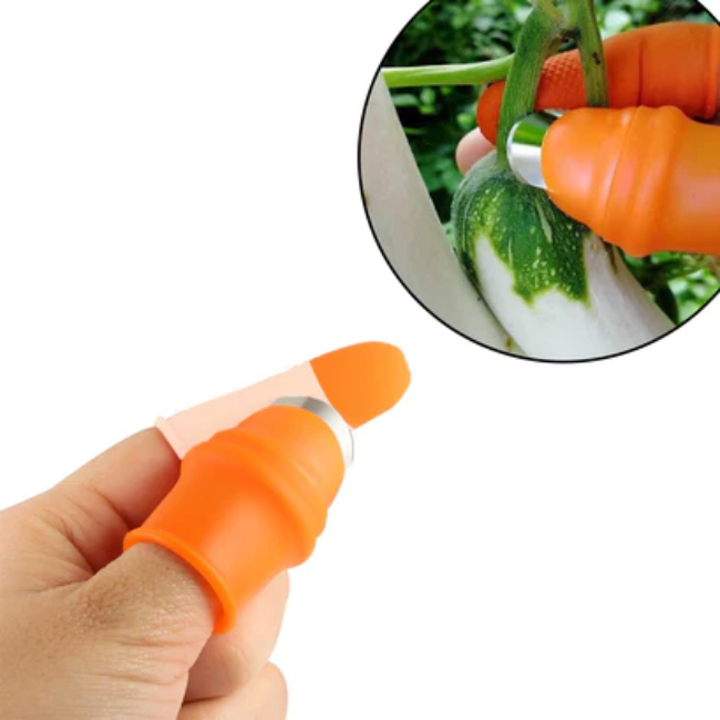 WELLMORA 1 PAIR V THUMB CUTTER WITH BOX USED IN ALL KINDS OF HOUSEHOLD AND OFFICIAL KITCHEN PURPOSES FOR PEELING AND CUTTING OF VARIOUS TYPES OF VEGETABLES AND FRUITS ETC ARTICLE NO HKPCVFWD1M