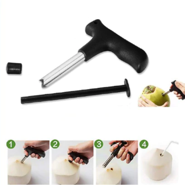 WELLMORA PREMIUM QUALITY STAINLESS STEEL COCONUT OPENER TOOL/DRILLER WITH COMFORTABLE GRIP ARTICLE NO HKSSCOTWD1M