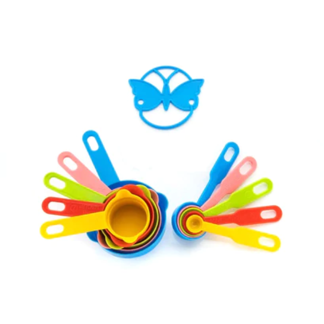 WELLMORA 10PCS PLASTIC MEASURING SPOONS AND CUPS SET FOR HOME KITCHEN COOKING ARTICLE NO HKMSCSWD1M