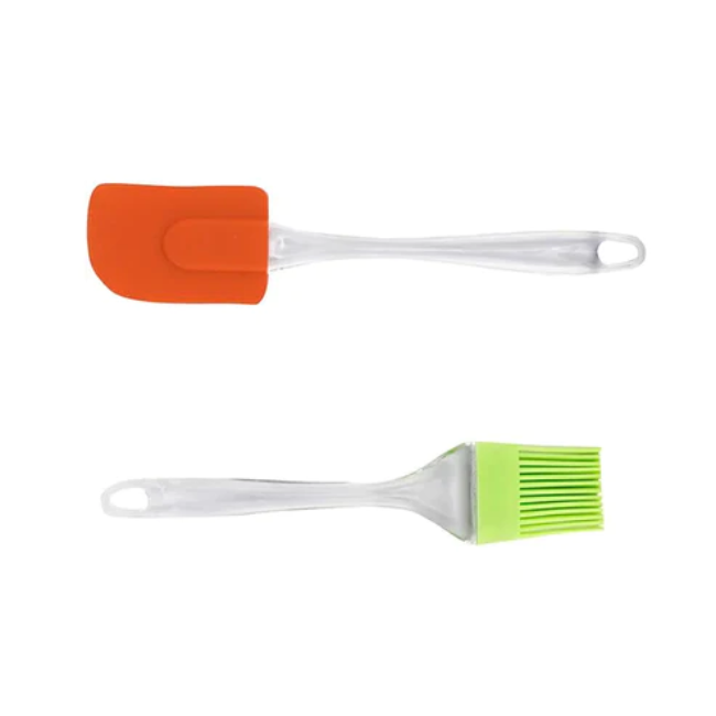 WELLMORA 2 IN 1 COMBO OF BIG BRUSH & SPATULA SET FOR PASTRY, CAKE MIXER, DECORATING, COOKING, BAKING, GRILLING TANDOOR | BAKEWARE COMBO | KITCHEN TOOL SET ARICLE NO HKBSSWD1M