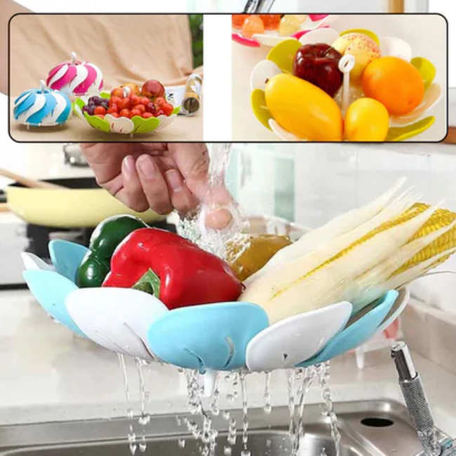 WELLMORA LOTUS SHAPE FOLDABLE FRUIT & VEGETABLE BASKET TRAY,COLOR MAY VARY ARTICLE NO HKLSBWD1M
