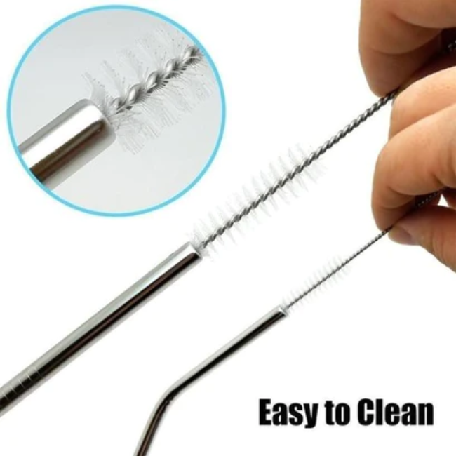 WELLMORA SET OF 4 STAINLESS STEEL STRAWS & BRUSH (2 STRAIGHT STRAWS, 2 BENT STRAWS, 1 BRUSH) ARTICLE NO HKSSMPSWD1M