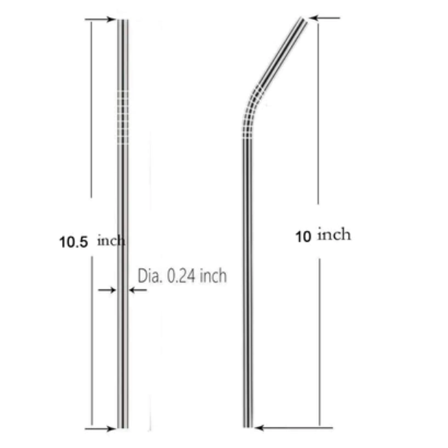 WELLMORA SET OF 4 STAINLESS STEEL STRAWS & BRUSH (2 STRAIGHT STRAWS, 2 BENT STRAWS, 1 BRUSH) ARTICLE NO HKSSMPSWD1M