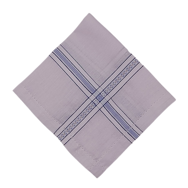 TINYSHADES Large Cotton Handkerchiefs Hanky Kerchief For Men White Striped (PACK OF 6) ARTICLE NO FAMNHKTSD5M