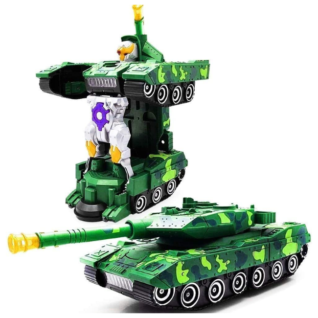 SOLO CITY Kids Military Fighter Automatic Deformation Tank Combat 2-in-1 Tank to Robot Toy with Light, Military Sound and Bump Function ARTICLE NO TYTRSBFD1M