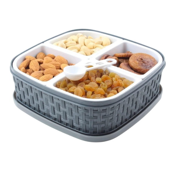 WELLMORA dry fruit box, 4 Sections- dry fruits box,dry fruit containers,Storage Container for Dessert, Candy ARTICLE NO HKDFTWD11M