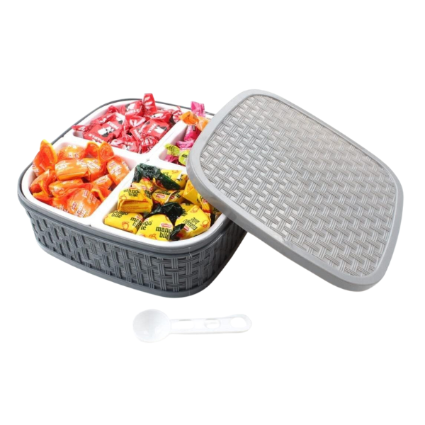 WELLMORA dry fruit box, 4 Sections- dry fruits box,dry fruit containers,Storage Container for Dessert, Candy ARTICLE NO HKDFTWD11M