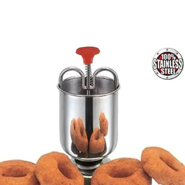 WELLMORA Perfectly Shaped and Crispy Mendu Vada Maker The Ultimate Medu Vada Maker Machine Medu Vada and Donut Maker Stainless Steel for Homemade Donuts and Medu Vadas (Stainless Steel) ARTICLE NO HKSSMVDMD1M