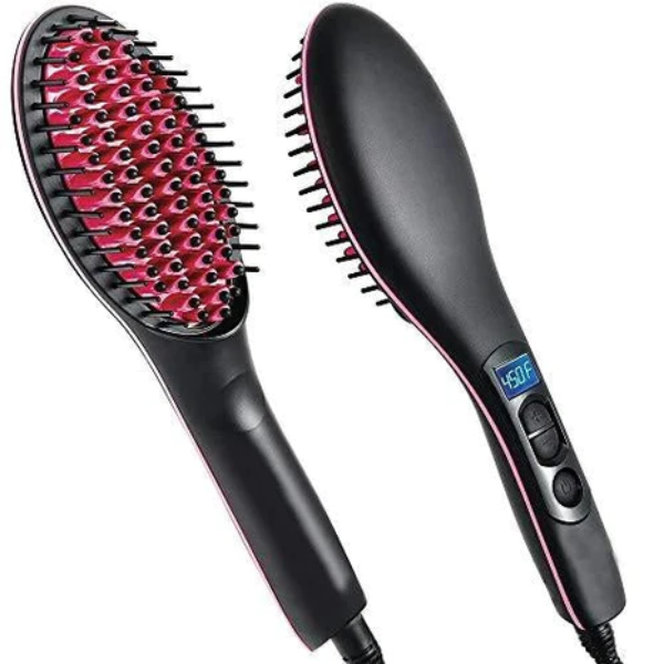 AIROTRON Electric Comb Brush Nano Straightening LCD Screen Temperature Control Ceramic Heating Detangling Hair Brush for women ARTICLE NO HTCHSED1M