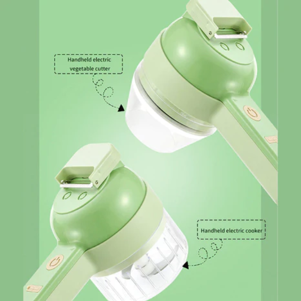 WELLMORA 4 in 1 Handheld Electric Vegetable Cutter Set Garlic Chopper Wireless Food Grinder Vegetable Chopper Chili Pepper, Onion Cutter Mini Food Garlic Masher Chopper ARTICLE NO HKHHCED1M