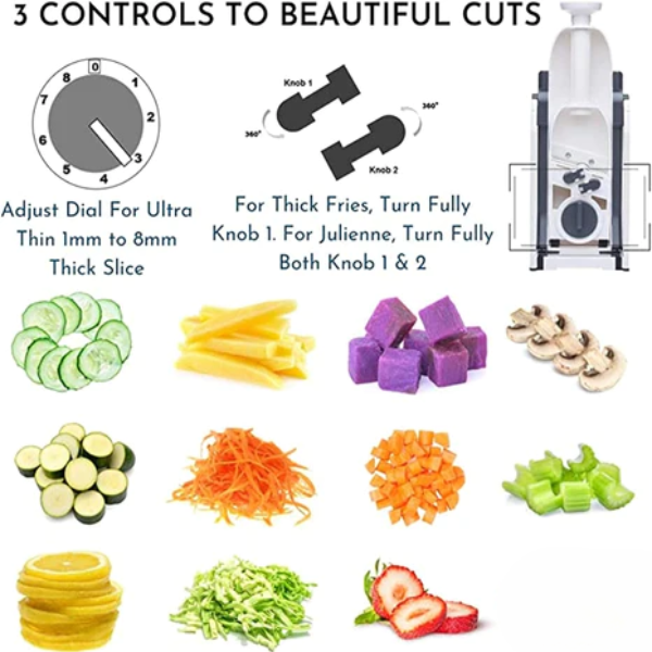 WELLMORA Multi Functional TIME Saving Adjustable Hand Press Vegetables Chopper ARTICLE NO HKMPHPCD1M