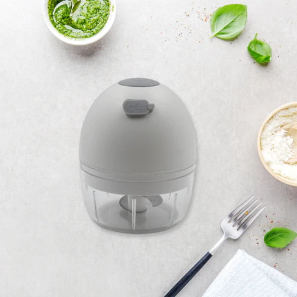 WELLMORA Chopper for Kitchen Electric, Rechargeable Garlic Chopper, Cordless Mini Food Processor, Portable Food Chopper with Detachable Stainless Steel Blade for Garlic, Ginger, Onion, Meat (200ML) ARTICLE NO HKECMMD1M
