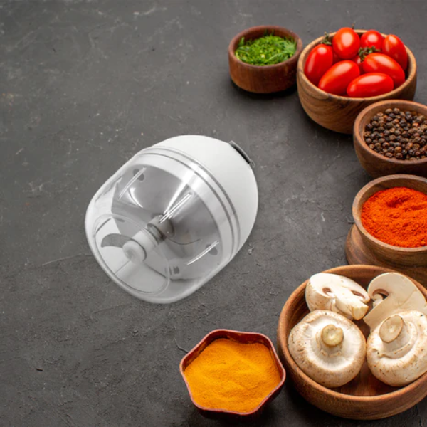 WELLMORA Chopper for Kitchen Electric, Rechargeable Garlic Chopper, Cordless Mini Food Processor, Portable Food Chopper with Detachable Stainless Steel Blade for Garlic, Ginger, Onion, Meat (200ML) ARTICLE NO HKECMMD1M