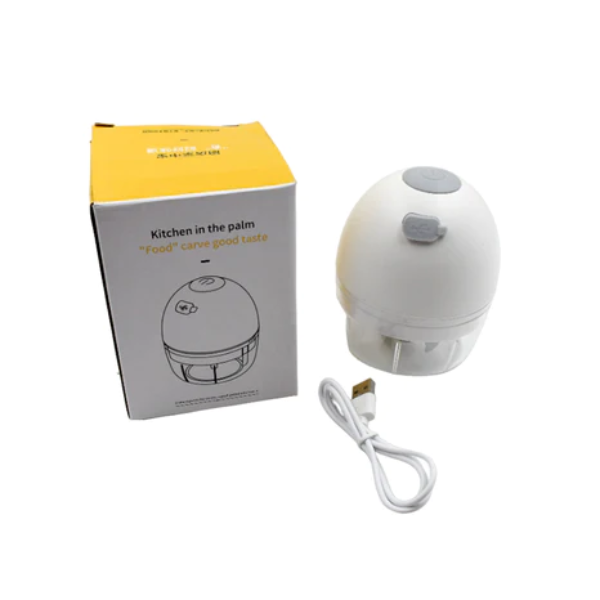 WELLMORA Chopper for Kitchen Electric, Rechargeable Garlic Chopper, Cordless Mini Food Processor, Portable Food Chopper with Detachable Stainless Steel Blade for Garlic, Ginger, Onion, Meat (200ML) ARTICLE NO HKECMMD1M