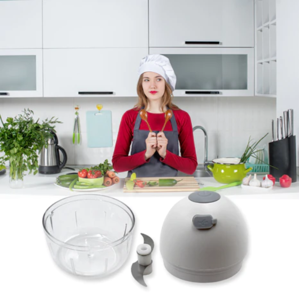 WELLMORA Chopper for Kitchen Electric, Rechargeable Garlic Chopper, Cordless Mini Food Processor, Portable Food Chopper with Detachable Stainless Steel Blade for Garlic, Ginger, Onion, Meat (200ML) ARTICLE NO HKECMMD1M
