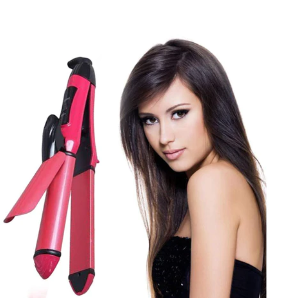 AIROTRON Hair Straightener&Curler Machine 2 In 1 Curl & Straight Hair Iron For Women ARTICLE NO HTHSCMD1M