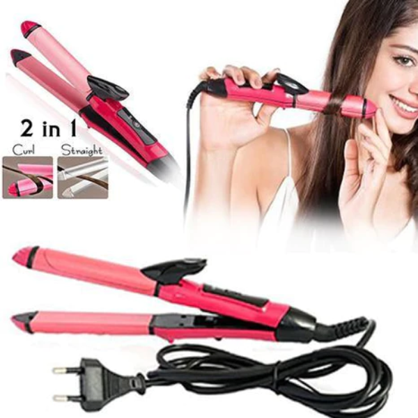 AIROTRON Hair Straightener&Curler Machine 2 In 1 Curl & Straight Hair Iron For Women ARTICLE NO HTHSCMD1M