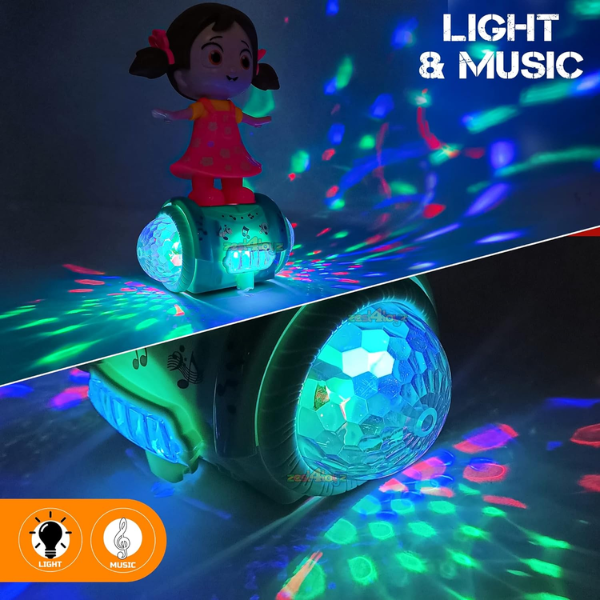 SOLO CITY Musical Dancing Girl Doll Activity Play Center Toy 360 Degree Rotating with Flashing Lights and Bump n Go Action Toys for Kids ARTICLE NO TYMDDWLD1M