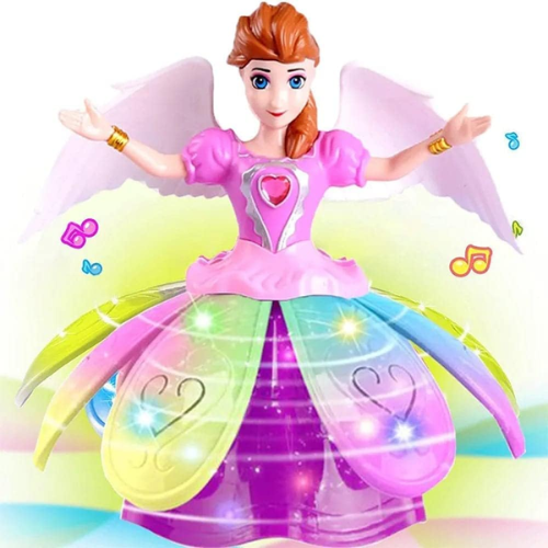 SOLO CITY Dancing Doll Princess Musical 360 Degree Rotating Angel Girl Flashing Lights with Music Sound Toy for Kids (Pink Angle Doll) Random Design ARTICLE NO TYDDMTD1M