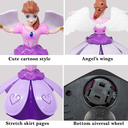SOLO CITY Dancing Doll Princess Musical 360 Degree Rotating Angel Girl Flashing Lights with Music Sound Toy for Kids (Pink Angle Doll) Random Design ARTICLE NO TYDDMTD1M