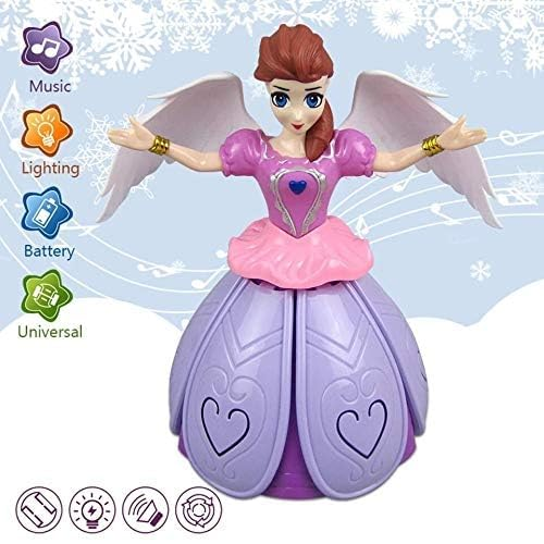 SOLO CITY Dancing Doll Princess Musical 360 Degree Rotating Angel Girl Flashing Lights with Music Sound Toy for Kids (Pink Angle Doll) Random Design ARTICLE NO TYDDMTD1M