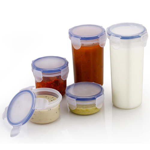 WELLMORA Lock and Lock Liquid Round Container Plastic Airtight Food Storage Containers with Leak Proof Locking Lid Storage container (Liquid Container 110ml, 160ml, 210ml, 400ml, 500ml) ARTICLE NO HKWMCRBMD1M