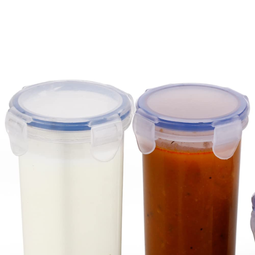 WELLMORA Lock and Lock Liquid Round Container Plastic Airtight Food Storage Containers with Leak Proof Locking Lid Storage container (Liquid Container 110ml, 160ml, 210ml, 400ml, 500ml) ARTICLE NO HKWMCRBMD1M