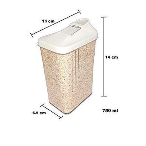 WELLMORA Plastic Easy Flow Dispenser 750ml, Kitchen Storage Containers Jars Set- 6, Plastic Dispenser/Container/Jar Set for Cereals, Rice, Pulses(Transparent, Set of 6) ARTICLE NO HKWMCRBMD4M