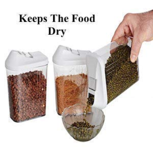 WELLMORA Plastic Easy Flow Dispenser 750ml, Kitchen Storage Containers Jars Set- 6, Plastic Dispenser/Container/Jar Set for Cereals, Rice, Pulses(Transparent, Set of 6) ARTICLE NO HKWMCRBMD4M
