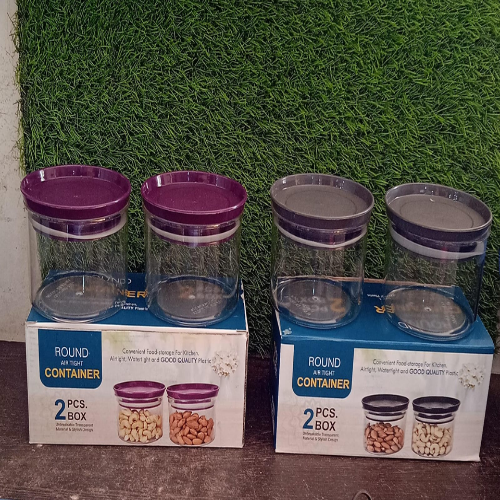 WELLMORA Air Tight & Unbreakable Kitchen Jar Set Food Storage Containers for Dry Fruits, Spices, Snacks, Pulses (2 Pcs Set) ARTICLE NO HKWMCRBMD5M