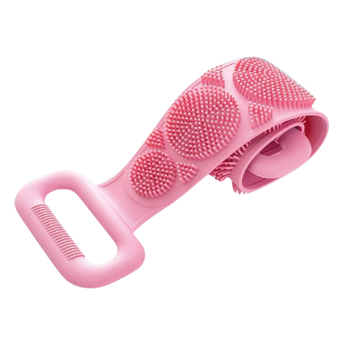 WELLMORA Silicone Body Back Scrubber Double Side Bathing Brush for Skin Deep Cleaning Massage, Dead Skin Removal Exfoliating Belt for Shower, Easy to Clean (BODY BACK BELT SCRUBBER) ARTICLE NO HKSBBSBD1M
