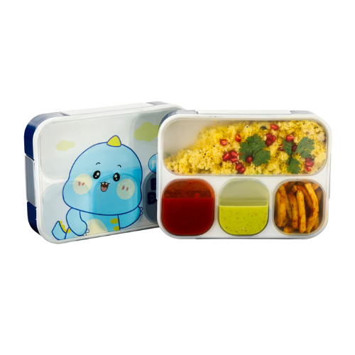 WELLMORA 4-in-1 Compartment Lunch Box Tiffin Box Lunch Box with Fork & Spoon ARTICLE NO HKSLBWMD2M1