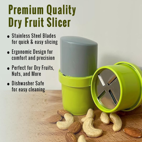 WELLMORA Dry Fruit Cutter ? Premium Nut & Slicer Chopper for Badam, Kaju, Pista, Walnut | Manual Fine Cup Slicer Kitchen Gadget for Home & Gifting ARTICLE NO HKSSPCD2M