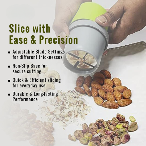WELLMORA Dry Fruit Cutter ? Premium Nut & Slicer Chopper for Badam, Kaju, Pista, Walnut | Manual Fine Cup Slicer Kitchen Gadget for Home & Gifting ARTICLE NO HKSSPCD2M