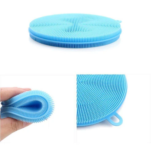 WELLMORA Silicone Dish Scrubber Sponge Mildew Free, Non Stick, Heat Resistant Kitchen Cleaning Supplies Sponges Multicolor (Regular, Pack of 2) ARTICLE NO HKSBBSBD25M