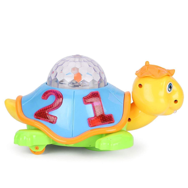 SOLO CITY Tortoise Toy with Sound Music and 3D Flashing Lights,Battery Operated Kid's Bump and Go Toy Animal Figure for Kids Boys and Girls. ARTICLE NO TYTTBOD1M