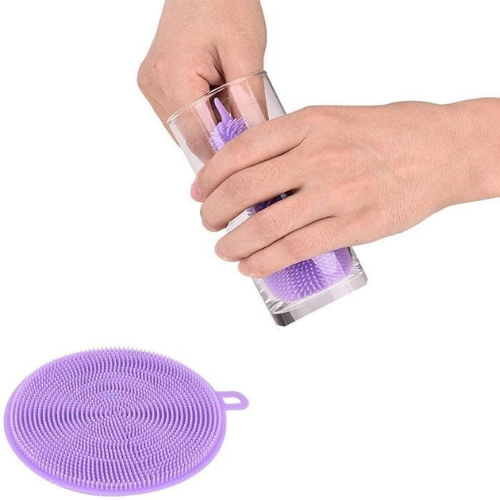WELLMORA Silicone Dish Scrubber Sponge Mildew Free, Non Stick, Heat Resistant Kitchen Cleaning Supplies Sponges Multicolor (Regular, Pack of 2) ARTICLE NO HKSBBSBD25M