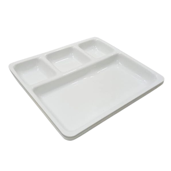 WELLMORA Lunch Plates,Dinner Plates Thali || Full Length Lunch Thali Multicolor Plate Set of 2 (White) ARTICLE NO HKPPDPD1M