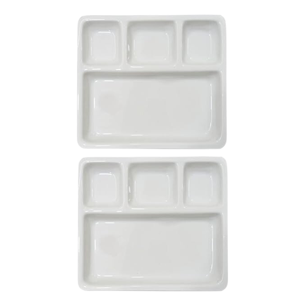 WELLMORA Lunch Plates,Dinner Plates Thali || Full Length Lunch Thali Multicolor Plate Set of 2 (White) ARTICLE NO HKPPDPD1M
