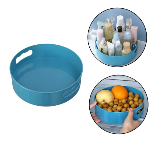 WELLMORA Multi-Purpose 360° Rotating Organizer Tray/Kitchen Organizer/Multi- Function Rotating Tray/Cosmetics Organizer (Blue, Pack of 1, Plastic) ARTICLE NO HKDFTWDOR1M